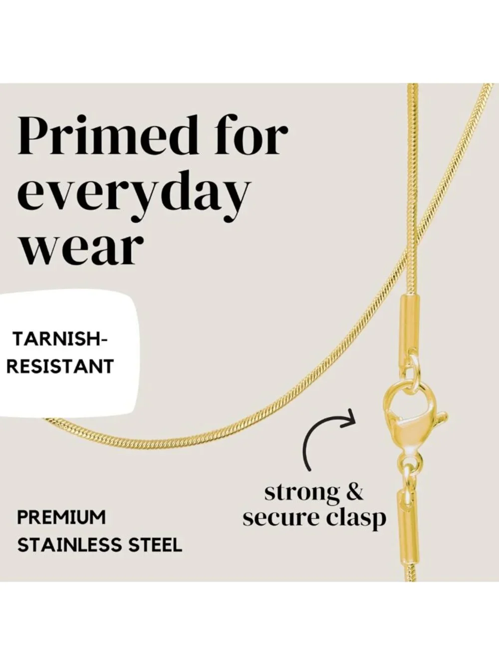Elegant 24K Gold Plated Snake Chain Necklace for Women - Thin Stainless Steel
